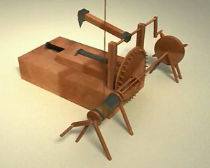 Maschine zum automatisierten Behauen von Feilen. Rekonstruktion nach einer Konstruktionsskizze von Leonardo da Vinci.