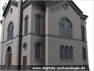 Viualisierung der Freiburger Synagoge, zerstrt in der Reichspogromnacht am 9./10. November 1938.