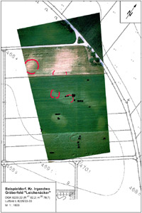 Entzerrtes Luftbild in verschiedenen Darstellungen.