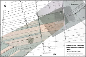 Entzerrtes Luftbild in verschiedenen Darstellungen.